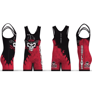 Outlaws Wrestling Club Red and Black 2026 Men's Singlet