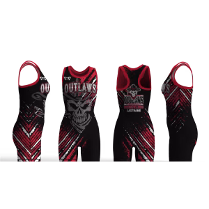 Outlaws Wrestling Club black red & white stripe 2026 Women's Racerback Singlet 2026