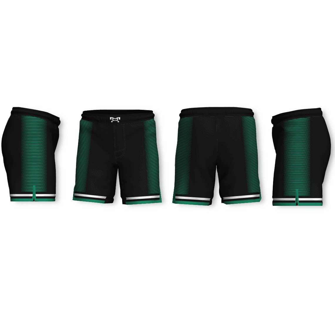 Cary High school Black & Green with side Pattern Men's 9" Fight Short