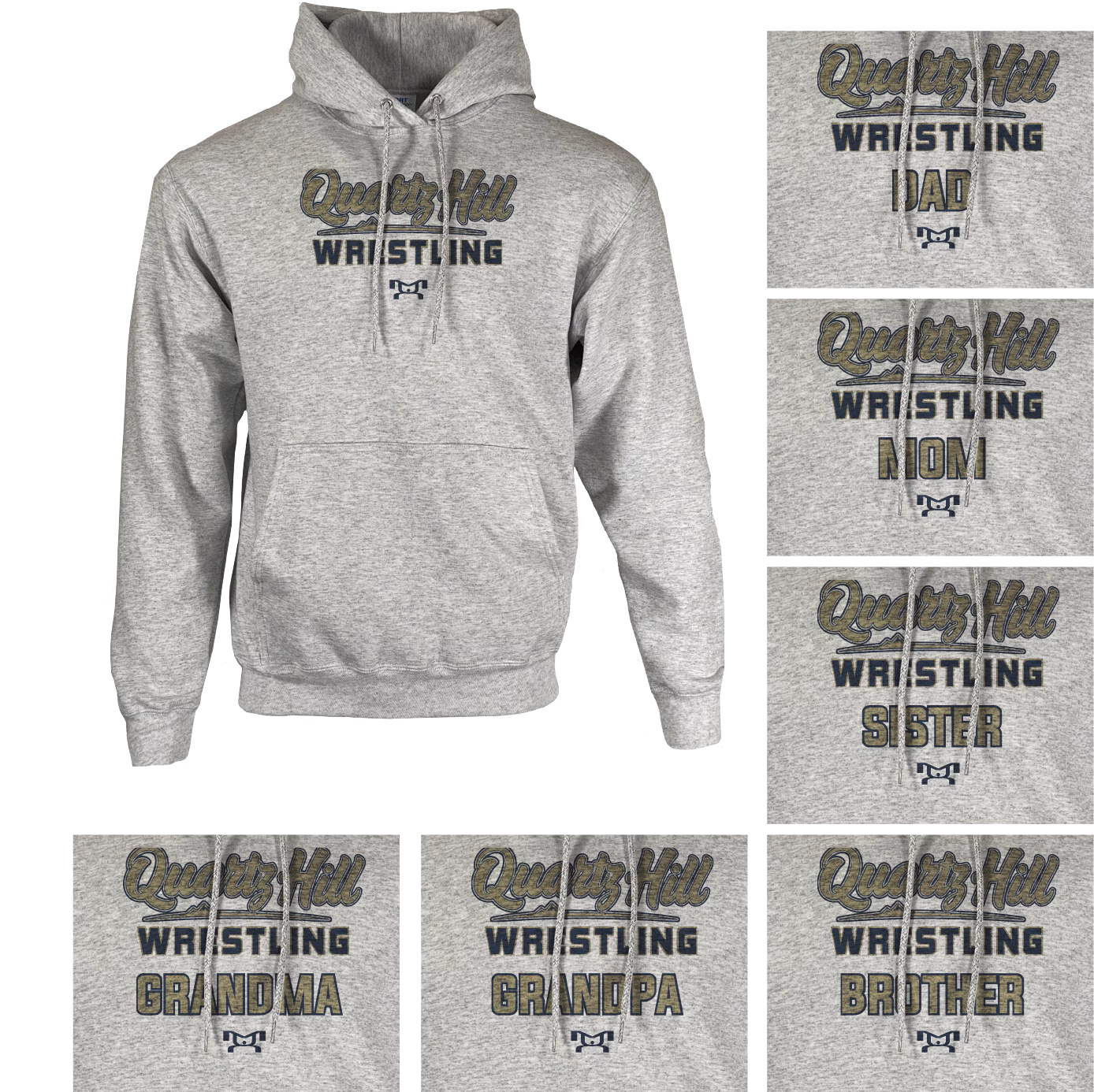Quartz Hill High School Custom Sublimated Decal Grey Hoodie