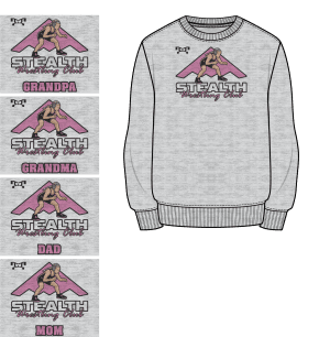Stealth Wrestling Club PINK Custom Sublimated Decal Grey Crewneck