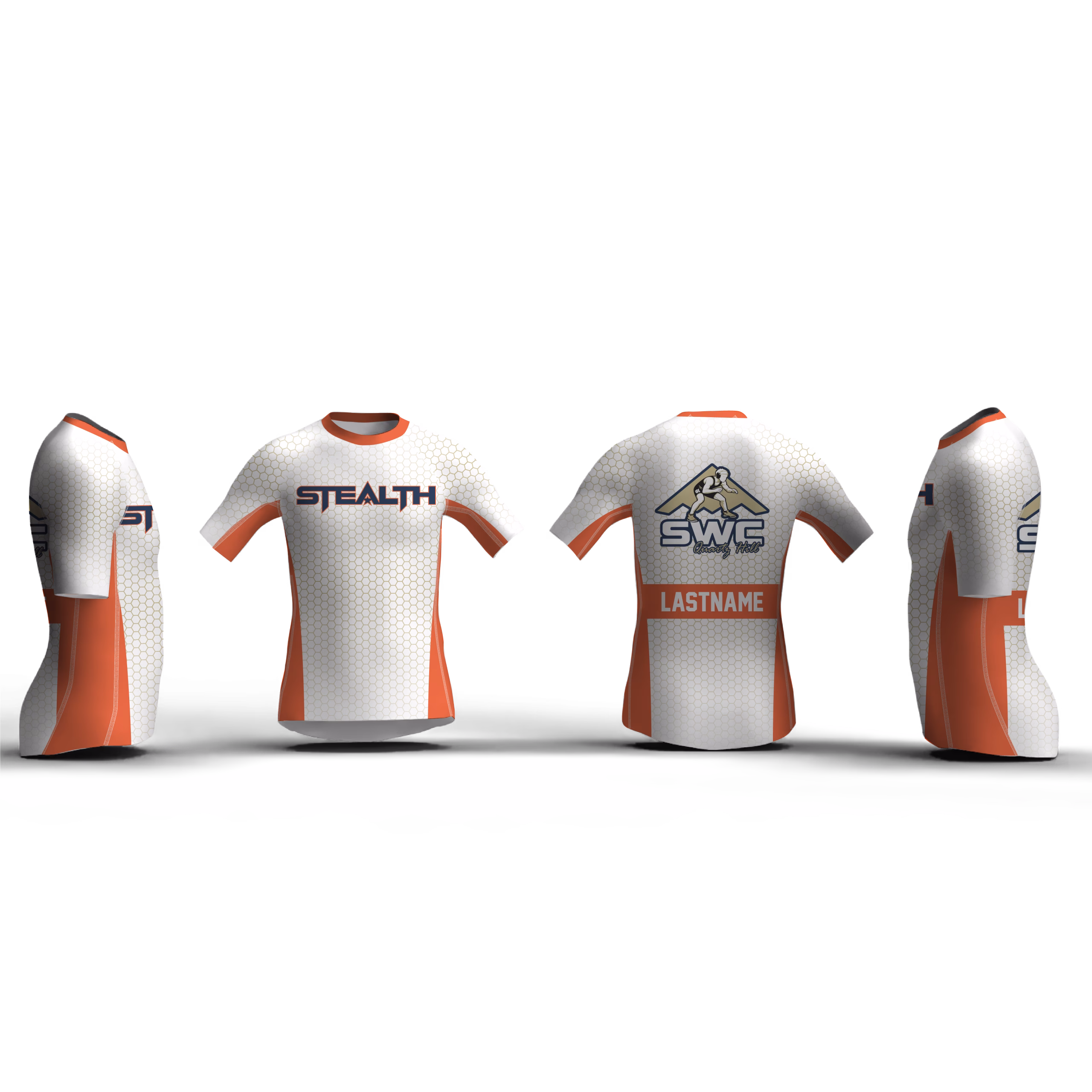 Stealth Wrestling Club ORANGE Men's Compression Short Sleeve Shirt