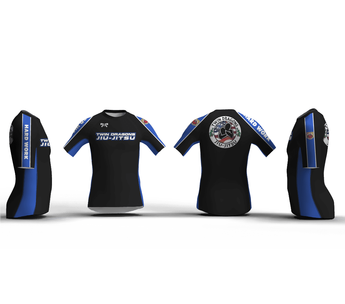 Twin Dragons Blue Men's Compression Short Sleeve Shirt