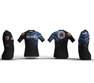 Twin Dragons Blue Stripes Men's Compression Short Sleeve Shirt