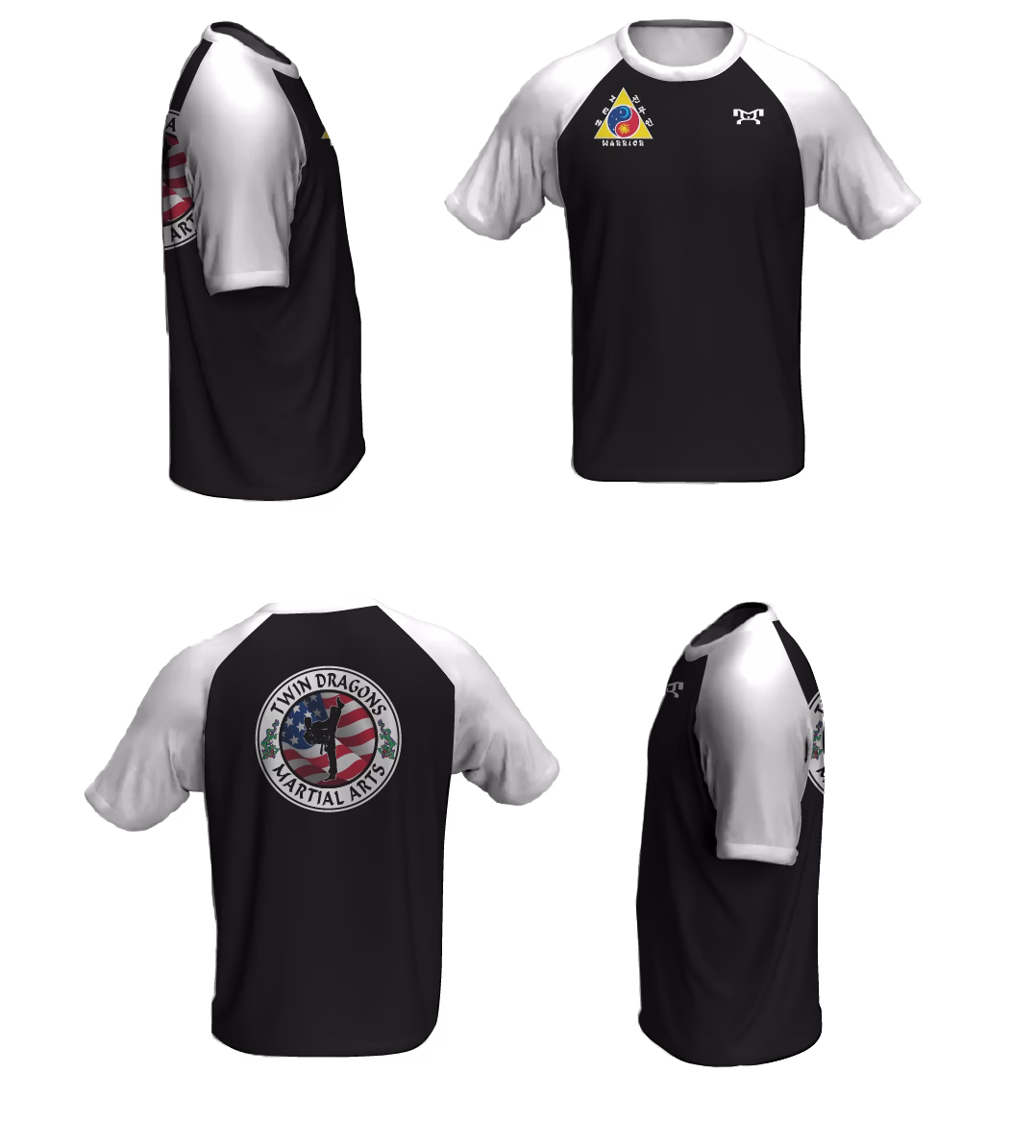 Twin Dragons White Loose Short Sleeve Dri-Fit