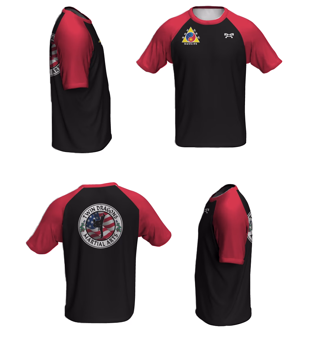Twin Dragons Red Loose Short Sleeve Dri-Fit
