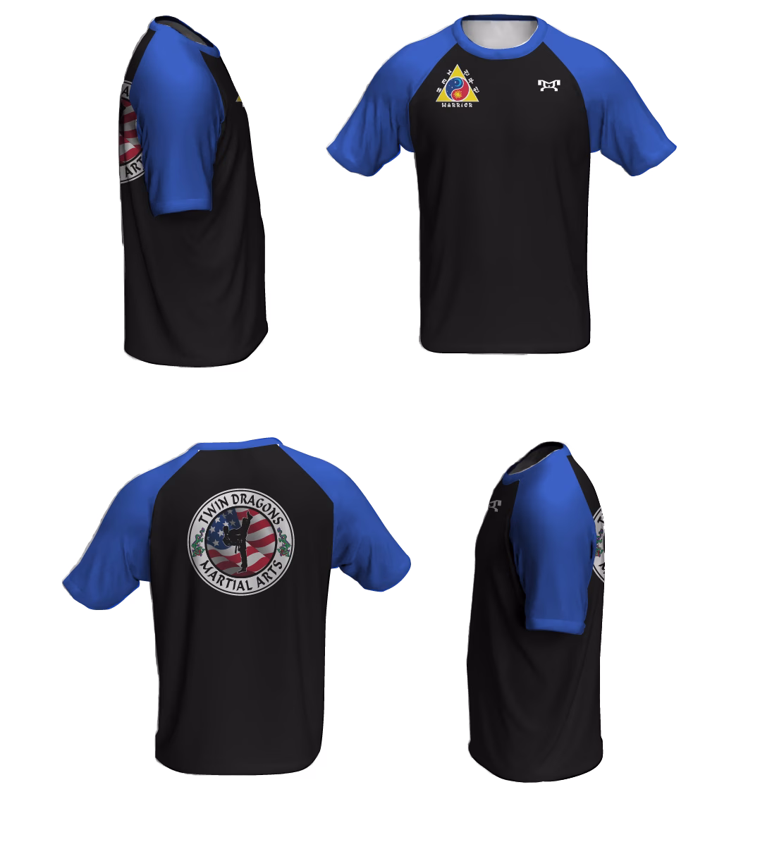 Twin Dragons Blue Loose Short Sleeve Dri-Fit