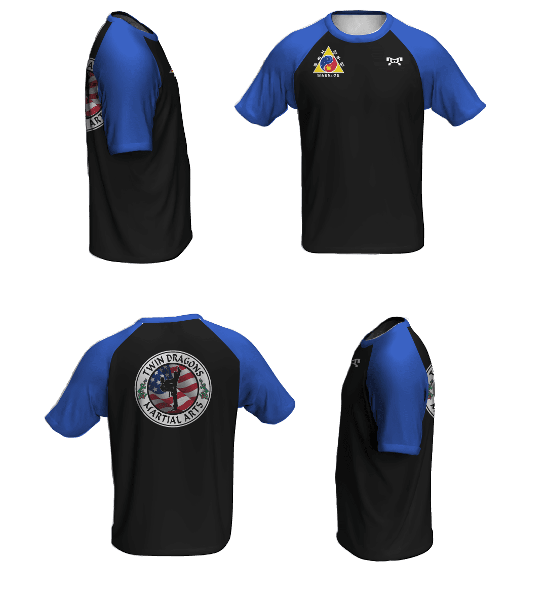 Twin Dragons Blue Loose Short Sleeve Dri-Fit