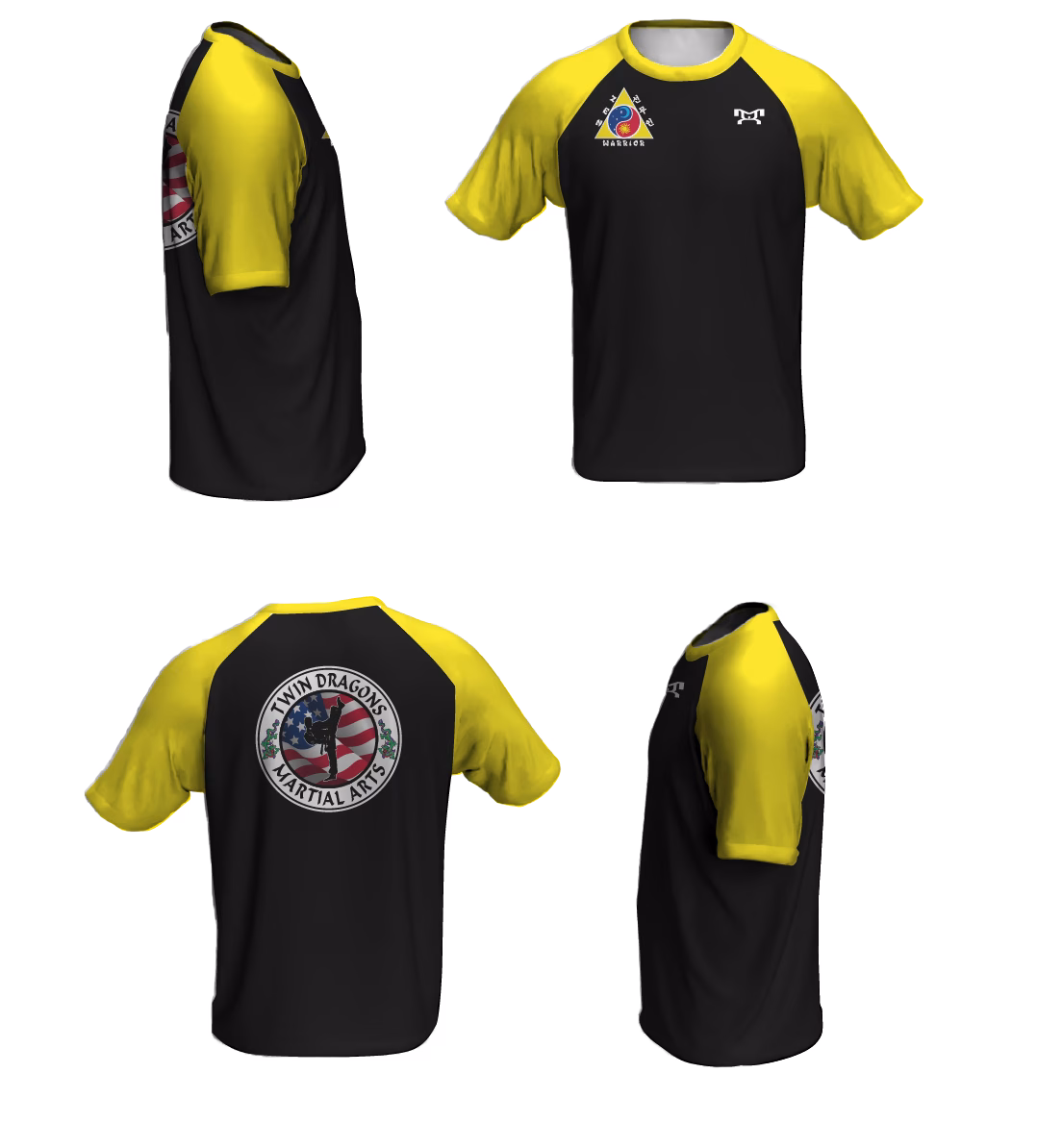 Twin Dragons Yellow Gold Loose Short Sleeve Dri-Fit