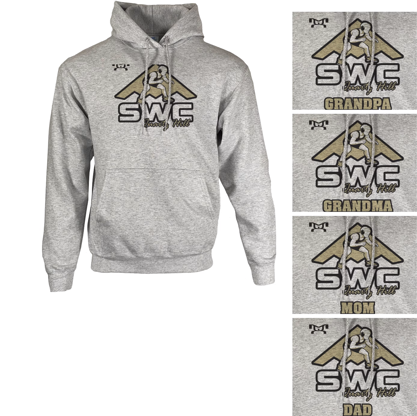 Stealth Wrestling Club GOLDCustom Sublimated Decal Grey Hoodie