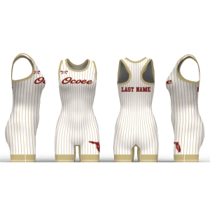Ocoee Wrestling Cardinal and WHite pinstripe Women's Racerback Singlet