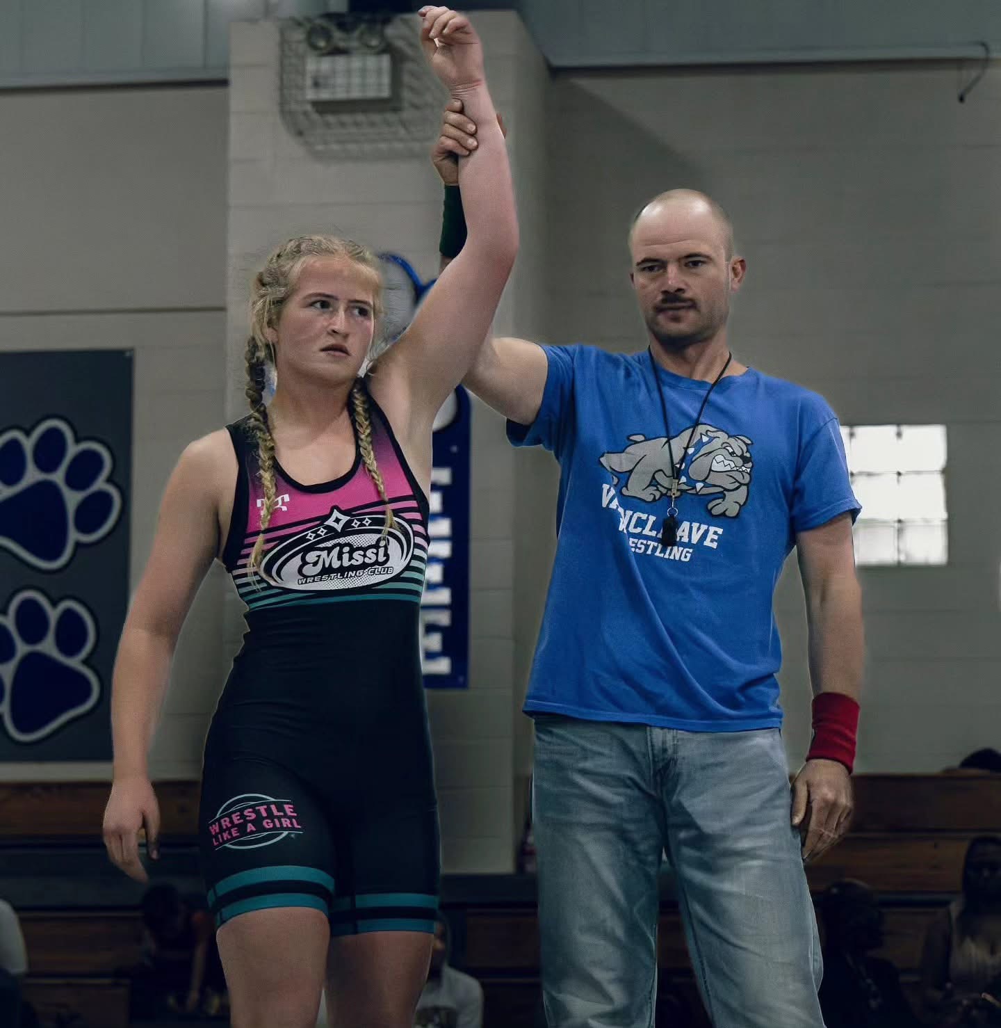 Missi Wrestling Club athlete wearing a custom MyHOUSE wrestling singlet