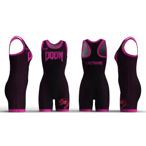 Doom Wrestling Club pink 2026 Women's Racerback Singlet