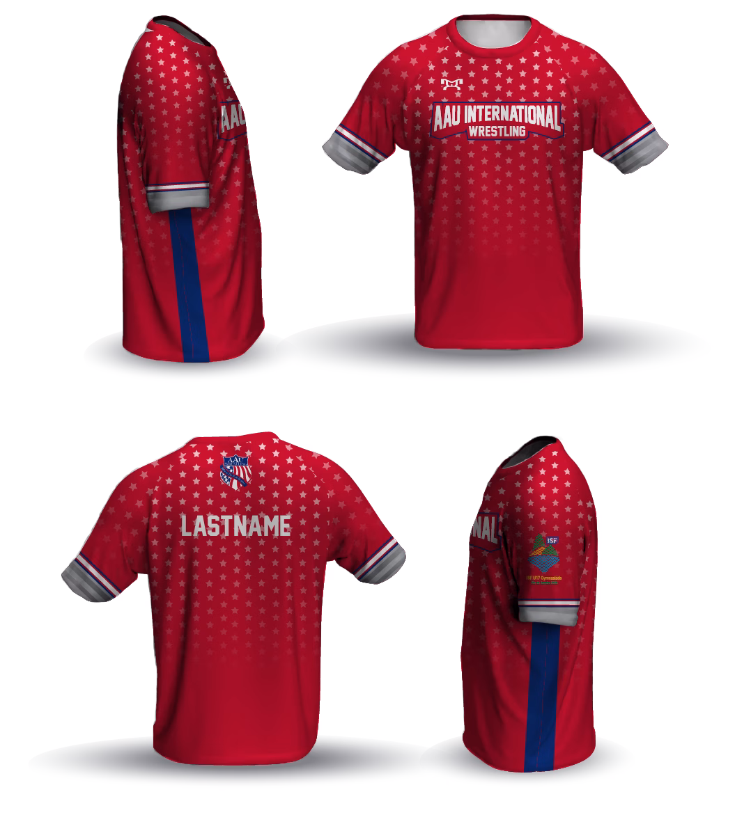 AAU International Brazil 2026 red Loose Short Sleeve Dri-Fit