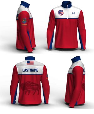 AAU INTERNATIONAL BRAZIL 2026 RED Men's Mid-Weight Custom Quarter Zip