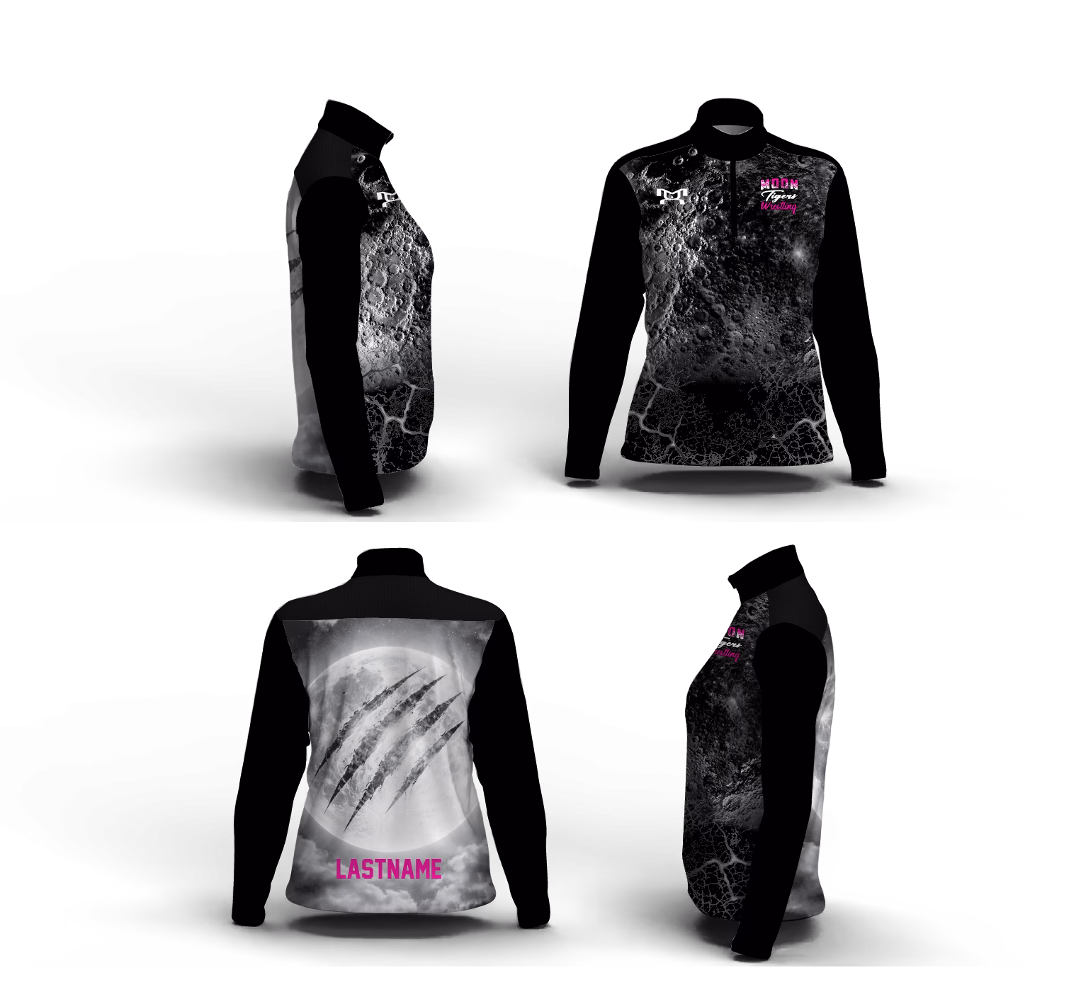 Moon Tigers Youth Wrestling pink Women's Mid-Weight Quarter Zip