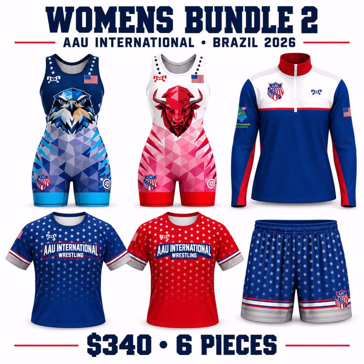 AAU International Womens Bundle 2 — six-piece Brazil 2026 apparel bundle