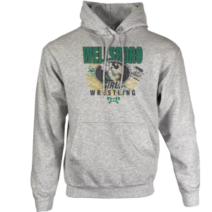 Wellsboro GIRLS Wrestling Custom Sublimated Decal Grey Hoodie