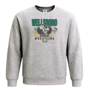 Wellsboro GIRLS Wrestling Custom Sublimated Decal Grey Crewneck