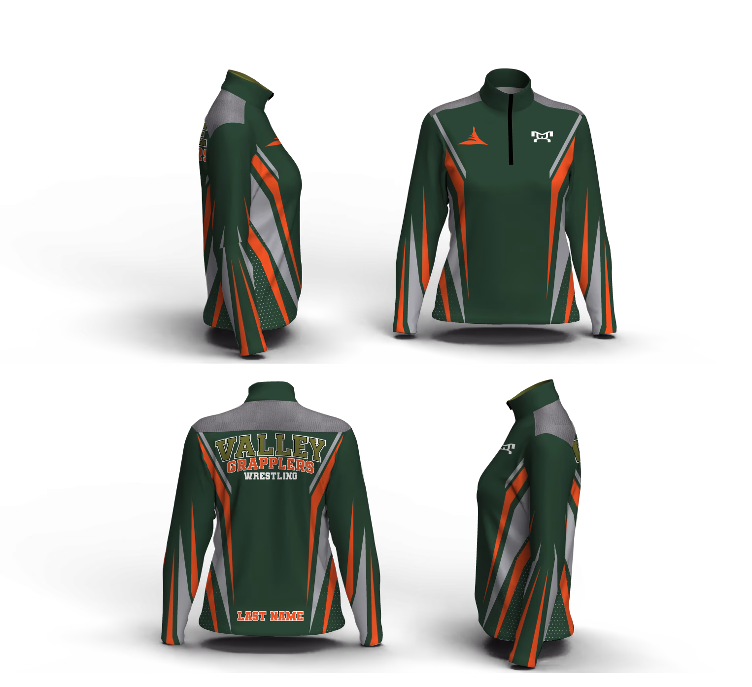 Valley Grapplers Youth Wrestling Women's Mid-Weight Quarter Zip