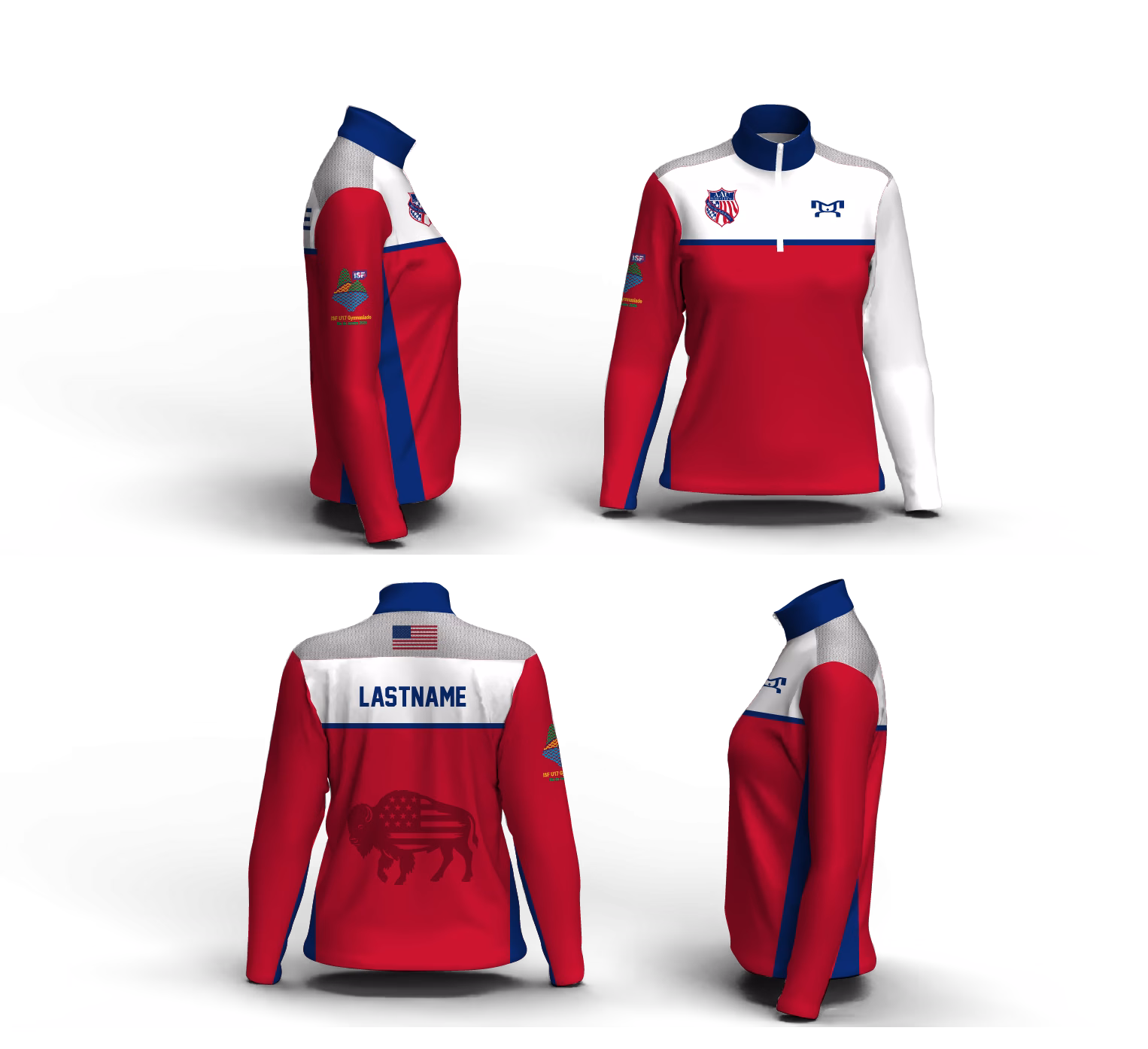 AAU International  red Women's Mid-Weight Quarter Zip