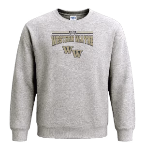 Western Wayne High School WW Custom Sublimated Decal Grey Crewneck