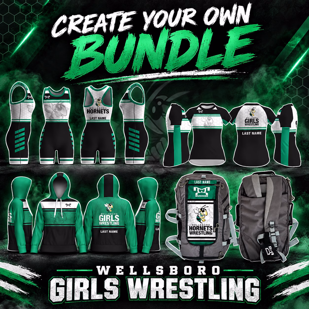 Wellsboro GIRLS Wrestling merchandise collage — Create Your Own Bundle
