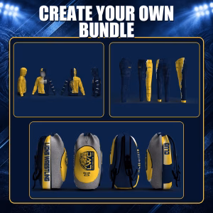 Lions Wrestling Club Create Your Own Bundle collage featuring the club hoodie, joggers, and gear bag