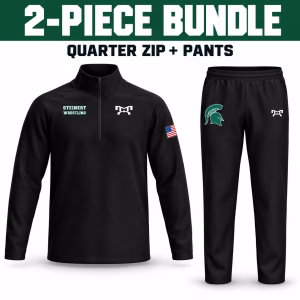 Steinert High School two-piece warmup bundle with black quarter zip and matching tapered pants