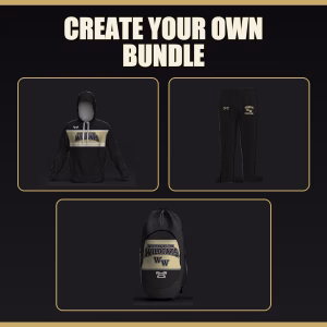 Western Wayne High School Create Your Own Bundle collage featuring the team hoodie, athletic pants, and gear bag